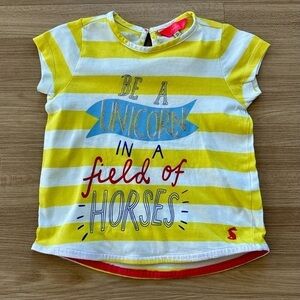 Joules T shirt in yellow and white 4T